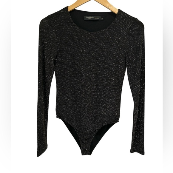 House of Haralow x Revolve Black Long Sleeve Bodysuit with Metallic Gold Details - Picture 3 of 11
